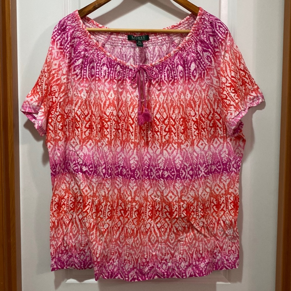 Woman Lauren Top, size 2X, color Pink.